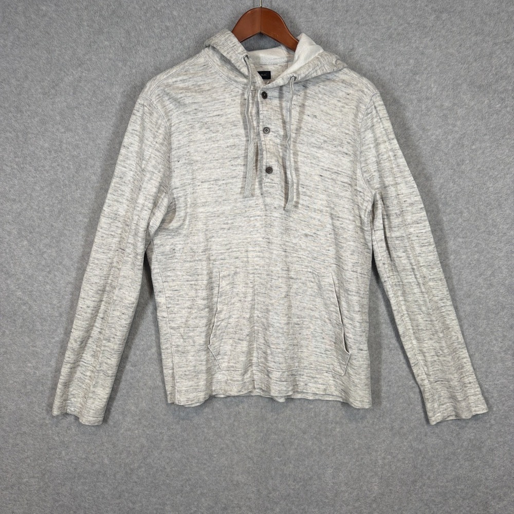 NWT Banana Republic Gray Rib Stitch Button Up Hoodie Mens SZ Medium Long Sleeve